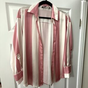 Pink and White Zara Striped women’s Shirt